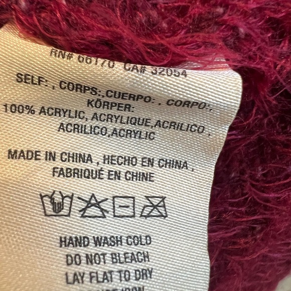 Anthropologie Maeve v-neck eyelash sweater medium petite MP pink red burgundy - Picture 5 of 14